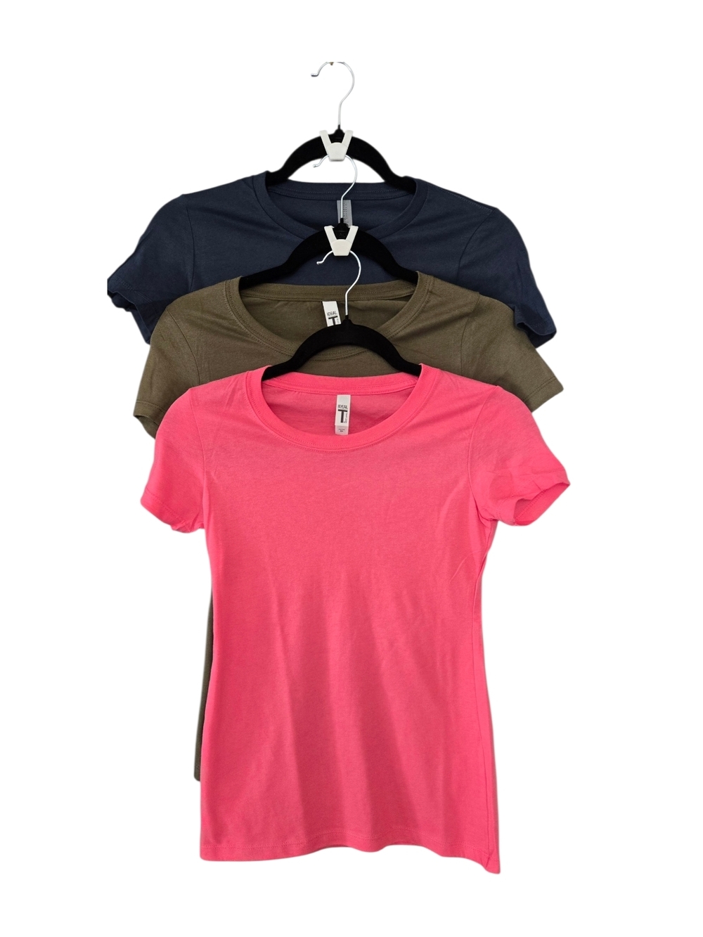 Women's Short Sleeve Crewneck Tee - Pink, Olive & Navy (3-Pack) NWT